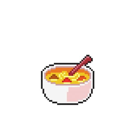 soup food in white bowl with pixel art style 22225024 Vector Art at ...