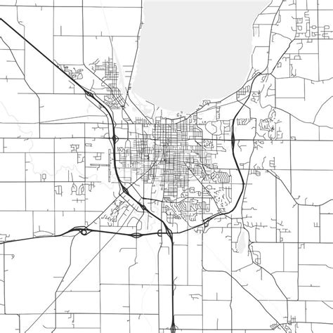 Fond du Lac, Wisconsin - Area Map - Light | HEBSTREITS Sketches | Area map, Map, Fond du lac