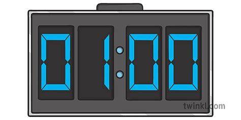 digital clock 1 oclock telling time numbers scotland ks1 Illustration - Twinkl