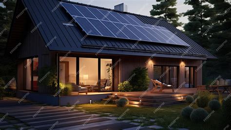 Premium AI Image | Black solar panels on the roof Beautiful large ...