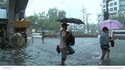 Extreme Urban Flooding In Downtown Manila Philippines Stock video ...