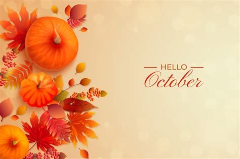 Free Vector | Realistic hello october background