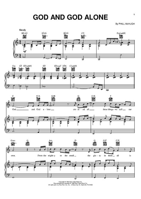 God And God Alone" Sheet Music by Steve Green; Daryl Coley for Piano/Vocal/Chords - Sheet Music Now