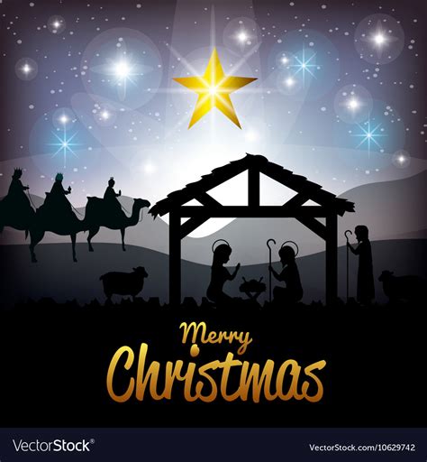 Silhouette manger merry christmas design design Vector Image