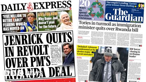 Newspaper headlines: 'Jenrick quits in revolt' and Johnson 'sorry' over Covid deaths