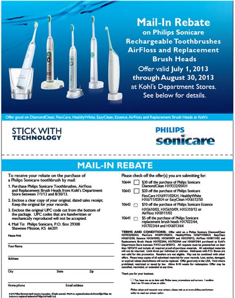 $30 Mail In Rebate For July – Sonicare Electric Toothbrush | Philips Sonicare Coupons