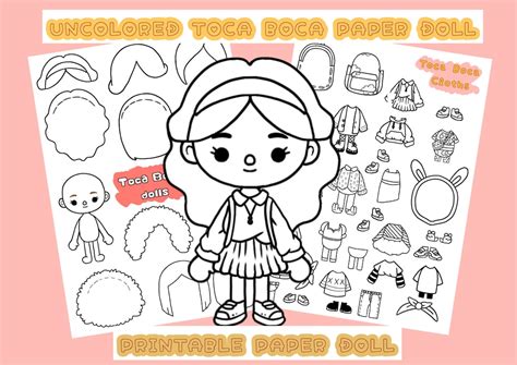 Color Toca Boca Paper Doll /toca Boca Paper Doll and Clothes / Toca Boca Papercraft / Quiet Book ...