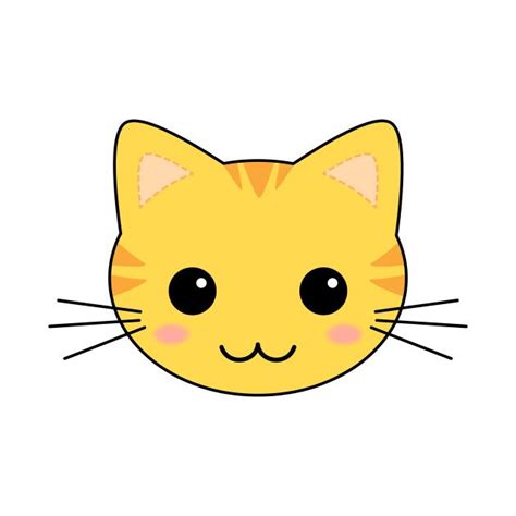 Cute Yellow Kawaii Tabby Cat Pin On Cats Cartoon Illustration Of Happy ...