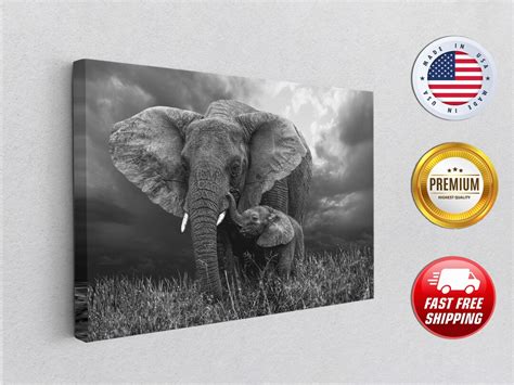 African Elephant Baby and Mom Canvas Print Animals Print, Fine Art Photography,art Canvas Poster ...