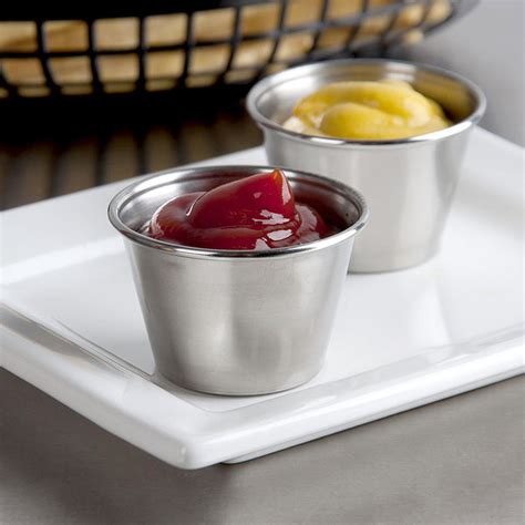 Stainless Steel Condiment Cups, 2.5 oz., Reusable - 144/Case