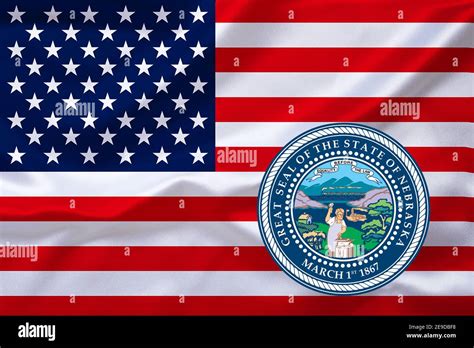 flag of USA with the emblem of Nebraska, USA, Nebraska Stock Photo - Alamy