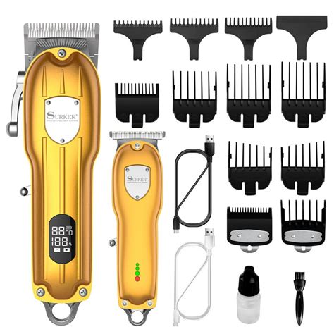 SURKER Mens Hair Clipper Professional Hair Trimmer Barber Clipper Set Beard Trimmer Cordless ...