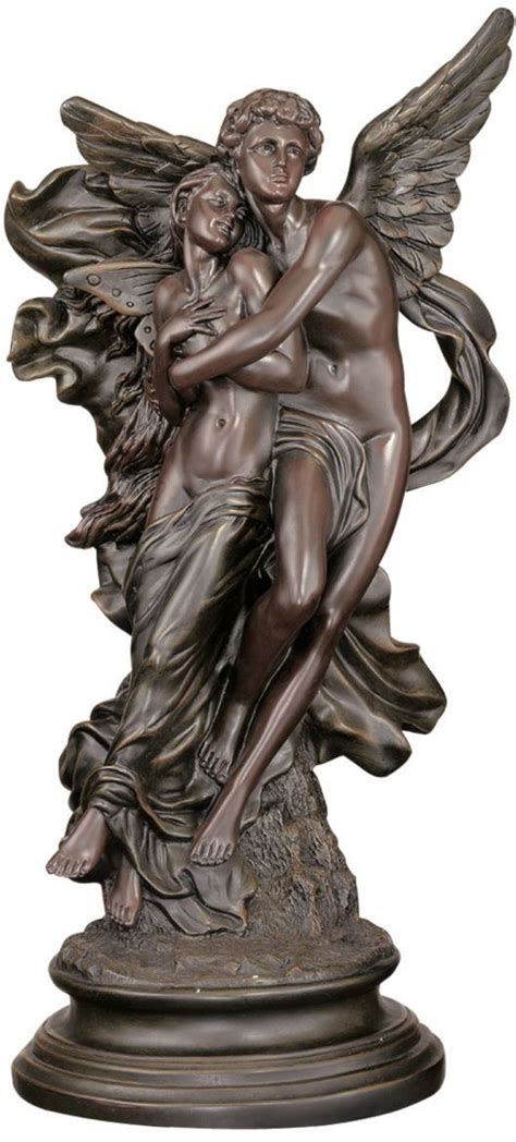 XoticBrands 23" Classic Bronze Romantic Cupid and Psyche Statue Sculpture Inspired by Ado ...