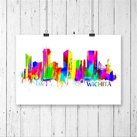 Wichita Skyline Watercolor Art Print 059 Wichita Cityscape - Etsy