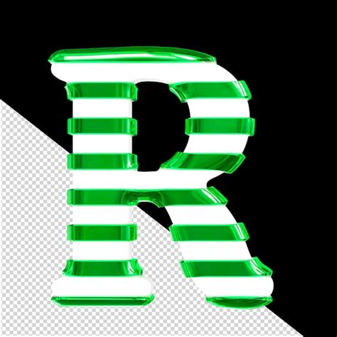 Premium PSD | White 3d symbol with green thin horizontal straps letter r