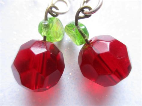 Autumn Apple Earrings Crystal Red Apple Earrings Crystal Candy Apple Glass Glamourous Jewelry - Etsy