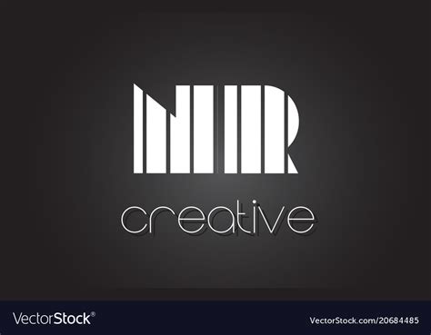 Nr n r letter logo design with white and black Vector Image