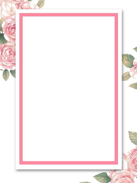 Painted Pink Flowers Border Invitation Background Design Wallpaper ...