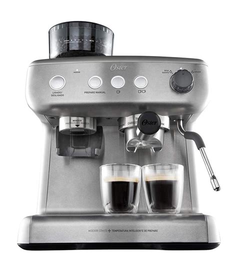 Oster Cafetera Semiautomática Espresso con Molino 2 Tazas Inoxidable - El Palacio de Hierro