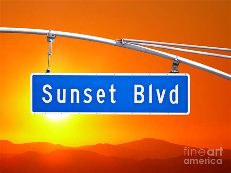 Sunset Blvd Sign with Orange Dusk Sky Photograph by Trekkerimages Photography | Fine Art America