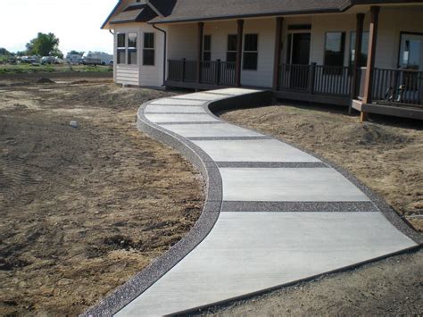 Stamped Concrete Front Steps | Trad front walk with agg borders | Walkway landscaping, Sidewalk ...