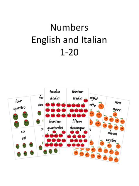 Italian Numbers 1 to 20 - Simple Living. Creative Learning