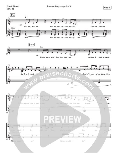 Rescue Story Sheet Music PDF (Zach Williams) - PraiseCharts