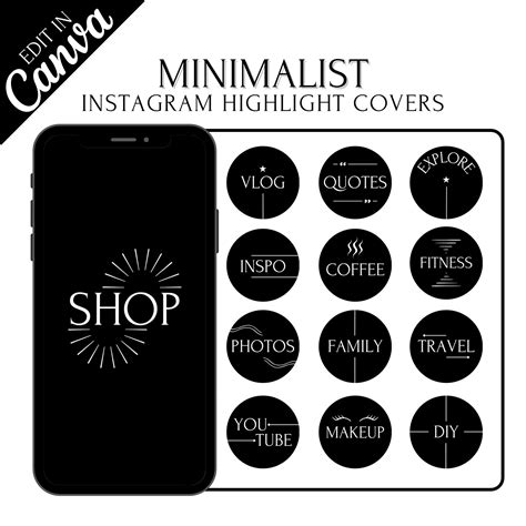 Instagram Highlight Covers Minimalist, Black and White IG Highlight Covers, Modern Highlight ...