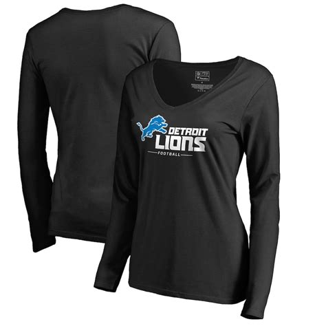 Women's Fanatics Branded Black Detroit Lions Team Lockup V-Neck Long ...