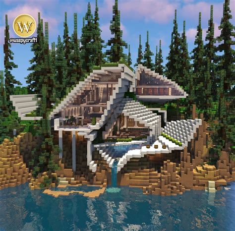 Modern lake house. : Minecraftbuilds