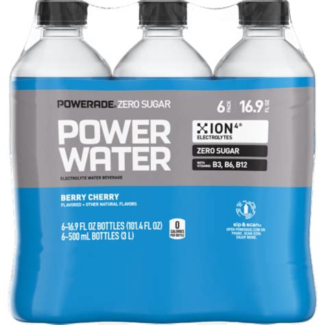 Powerade® Zero Sugar Power Water Berry Cherry, 6 bottles / 16.9 fl oz - QFC