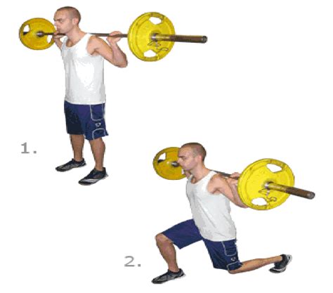 Step Exercises and Fitness: Legs Exercises : step 3 : Barbell lunge