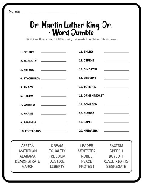 Printable Martin Luther King Jr Facts