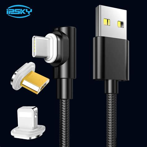 IPSKY L Bending Magnet Adsorbed USB Cable Magnetic Charging Cables For Iphone 8 Xr Fast Charge ...