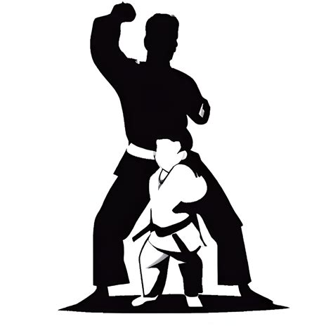 Tae Kwon Do Silhouette of Dad and Kid · Creative Fabrica