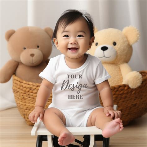 Baby 3001b Mockup Baby White Shirt Mockup Tshirt Mockup Baby Mockup Baby Shirt Mockup White ...