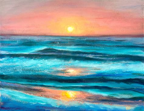 Ocean Painting Acrylic Original "Echoes of Summer" 16 x 20" on Canvas