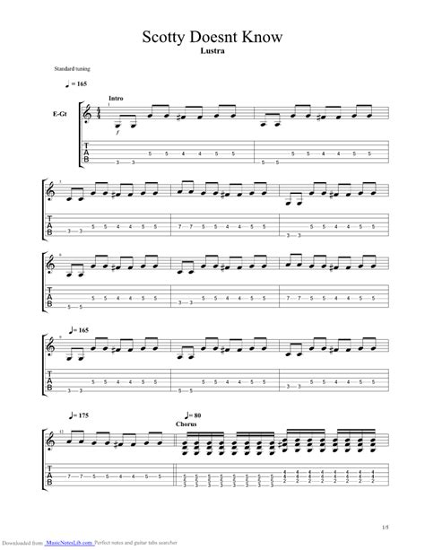 Scotty Doesnt Know guitar pro tab by Lustra @ musicnoteslib.com