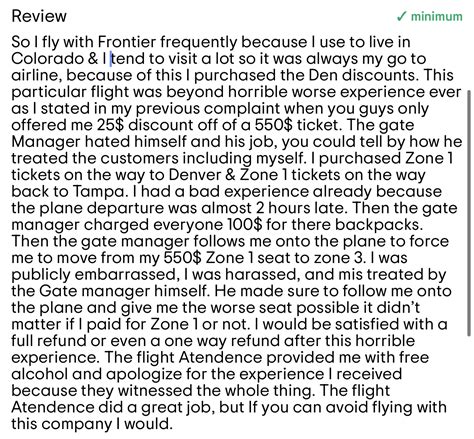 Frontier Airlines Customer Reviews - SKYTRAX