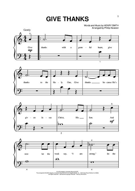 Give Thanks" Sheet Music by Henry Smith for Piano - Sheet Music Now