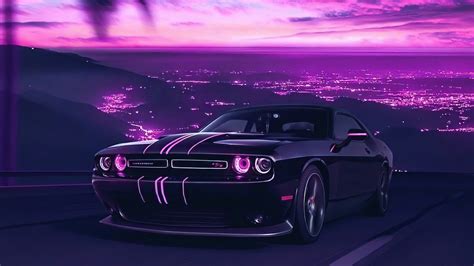 Dodge Challenger Vaporwave 4k