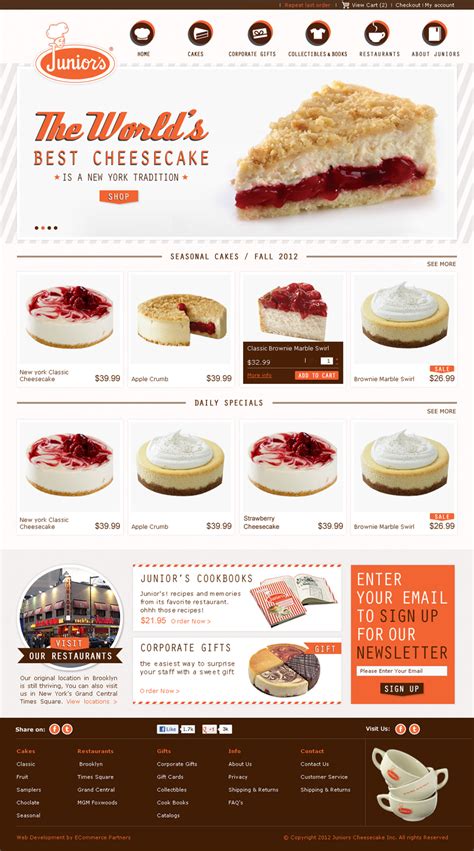 Junior's Cheesecake website - A Brilliant Company