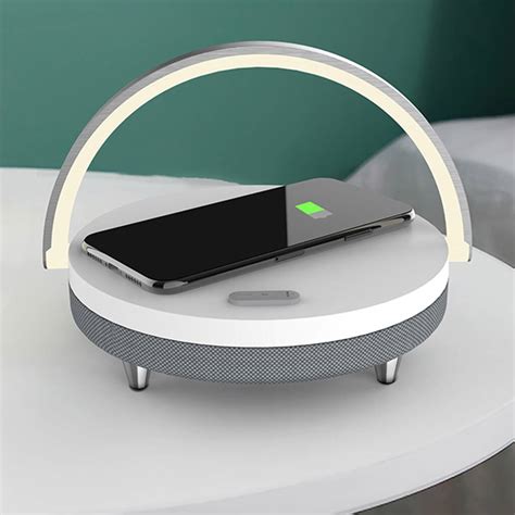 White Led Lamp Bluetooth Speaker And Wireless Charger By My Smart Home Hub | notonthehighstreet.com