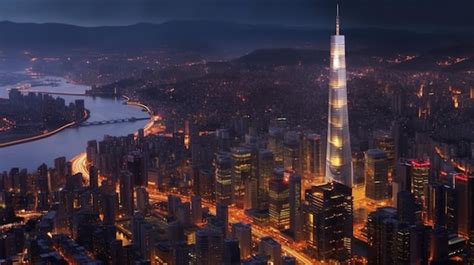 Premium AI Image | Seoul skyline panorama at night