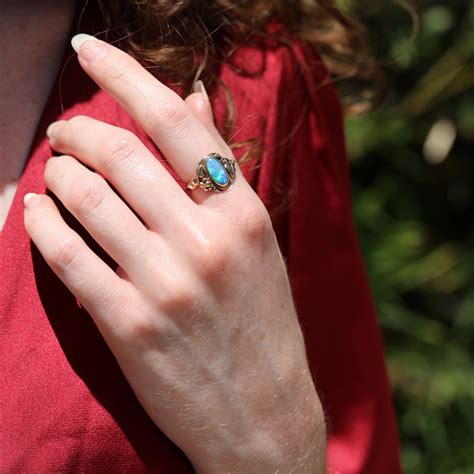 Vintage | Vintage Black Opal 14k Gold Ring at Voiage Jewelry