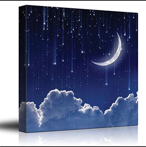 Handmade Acrylic Night Sky Painting, Moon Galaxy and Clouds Painting Art, Beautiful Wall Decor ...