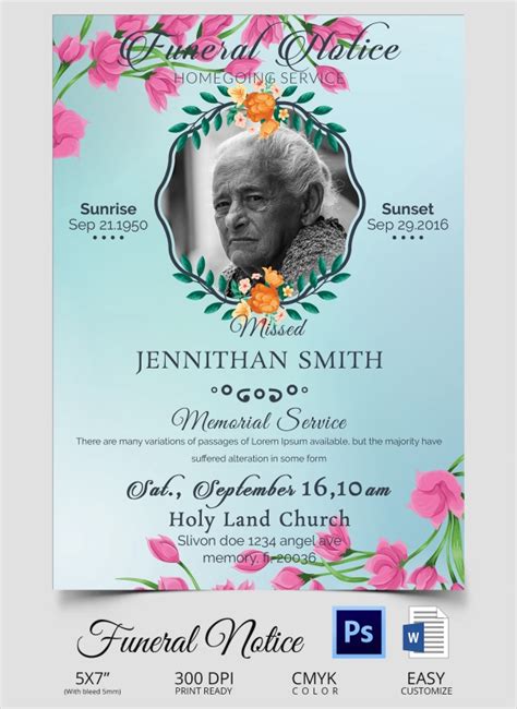 14+ Funeral Notices | Sample Templates