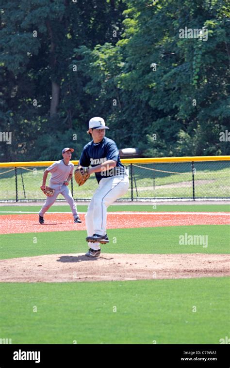 Pitcher at baseball stadium Stony Brook University Long Island NY Stock ...