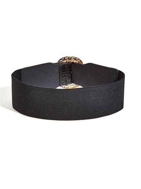 Black Retro Wide Belt With Pearl | Retro Stage