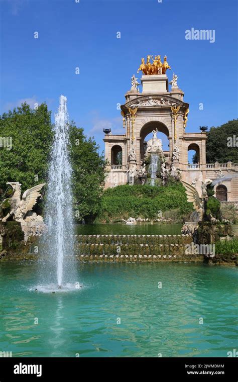 Cascada fountain in Ciutadella Park in Barcelona, Spain. The public ...